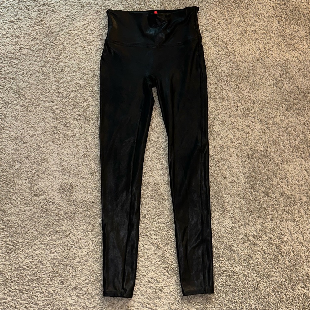 SPANX Shiny Black High-Waisted Leggings